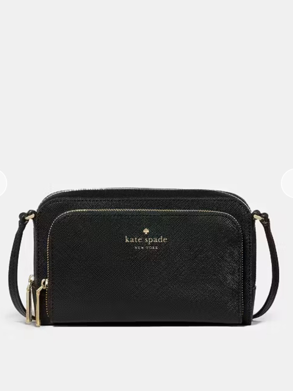 kate spade Black Double-Zip Mini Crossbody with Gold Hardware